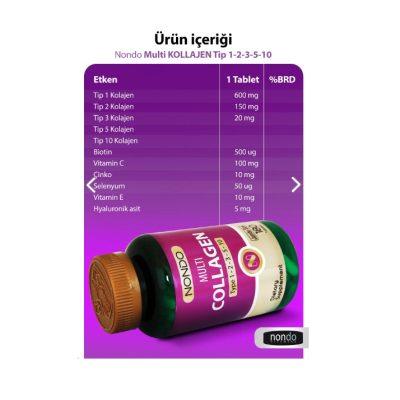 قرص مولتی کلاژن 180 عددی nondo
