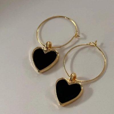 گوشواره قلب مشکی بدلیجات